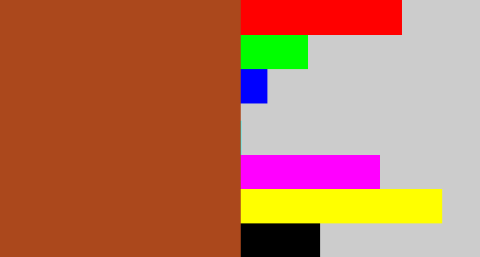Hex color #ab481c - sienna