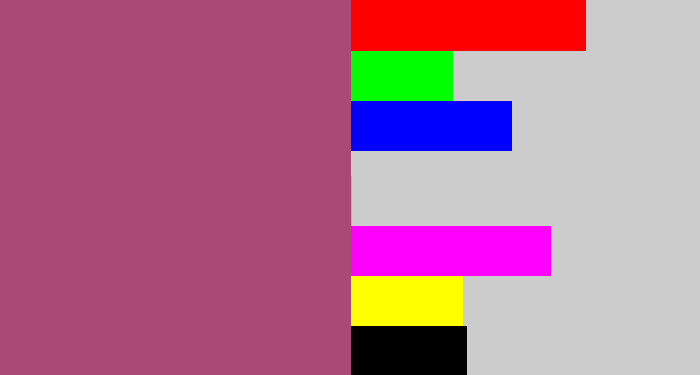 Hex color #ab4975 - light plum