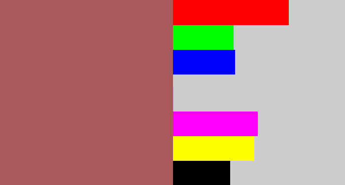 Hex color #ab585b - light maroon