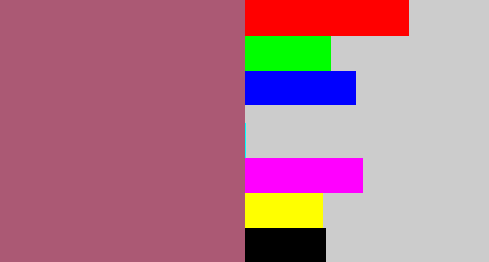 Hex color #ab5974 - light plum