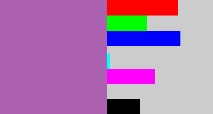Hex color #ab60b0 - soft purple
