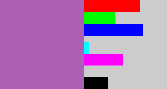 Hex color #ab60b5 - soft purple