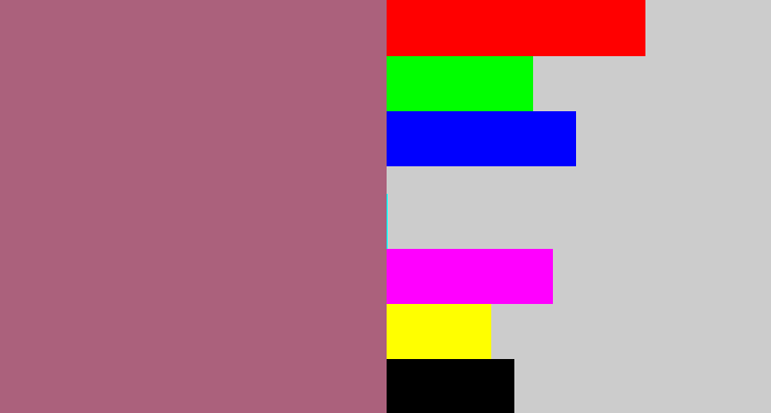 Hex color #ab617c - mauve
