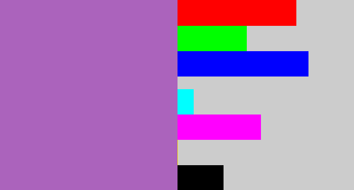 Hex color #ab63bc - soft purple