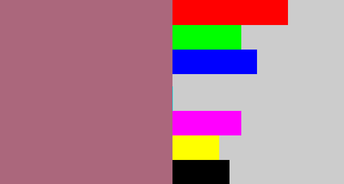 Hex color #ab677c - mauve