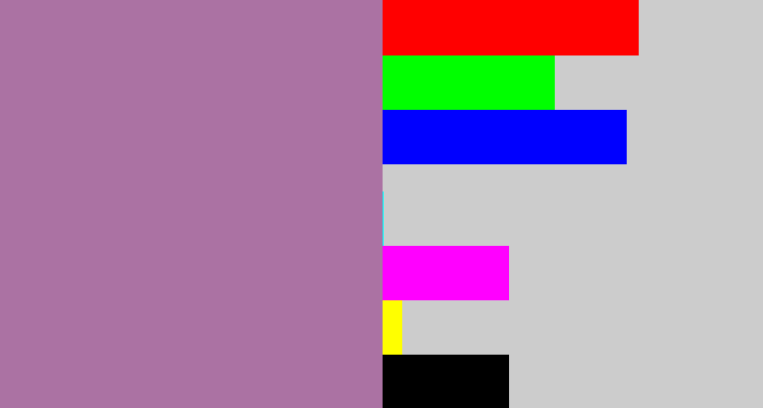 Hex color #ab72a3 - dark lilac