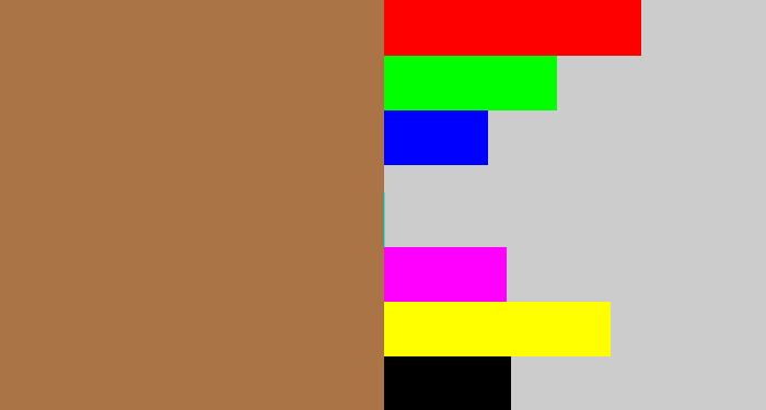 Hex color #ab7446 - tan brown