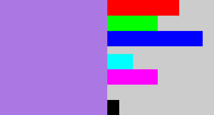 Hex color #ab77e2 - light urple