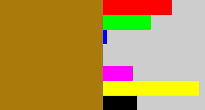 Hex color #ab790b - mustard brown