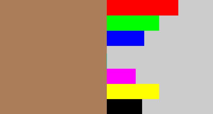 Hex color #ab7d58 - puce