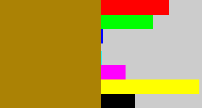 Hex color #ab8205 - mustard brown