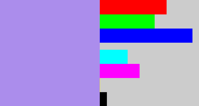 Hex color #ab8dec - pale purple
