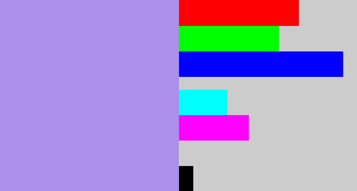 Hex color #ab8fea - pale purple