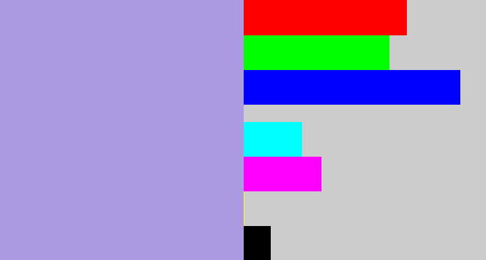 Hex color #ab99e2 - pale purple