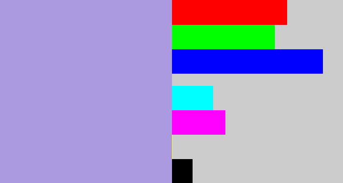 Hex color #ab9ae0 - pale purple
