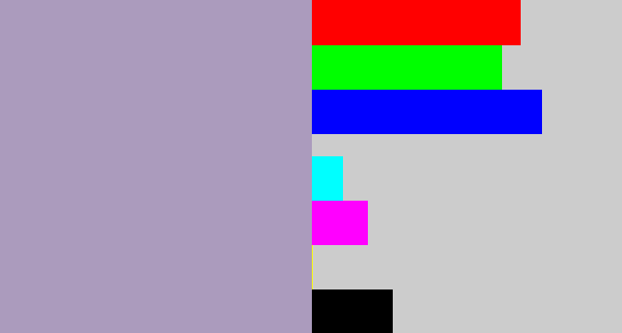 Hex color #ab9bbd - pale purple