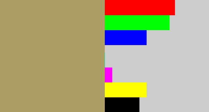 Hex color #ab9f66 - khaki