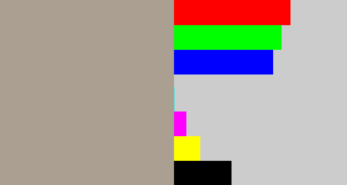 Hex color #ab9f91 - greyish