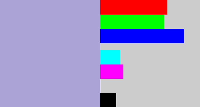 Hex color #aba3d5 - pale purple