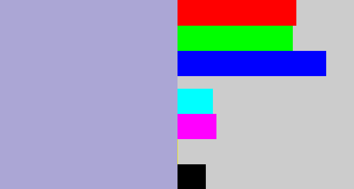 Hex color #aba6d5 - pale purple