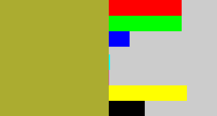 Hex color #abac30 - sick green