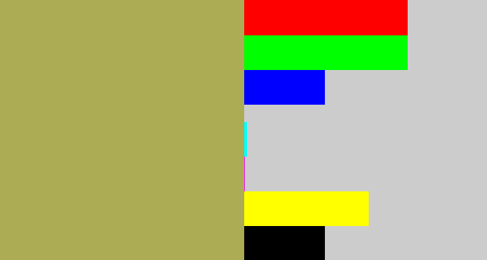 Hex color #abac54 - khaki