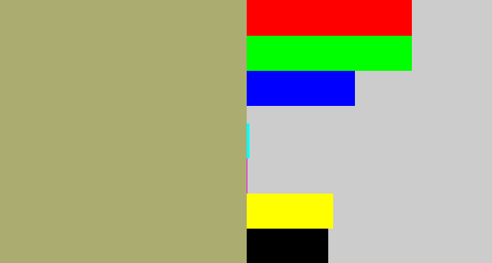 Hex color #abac6f - khaki
