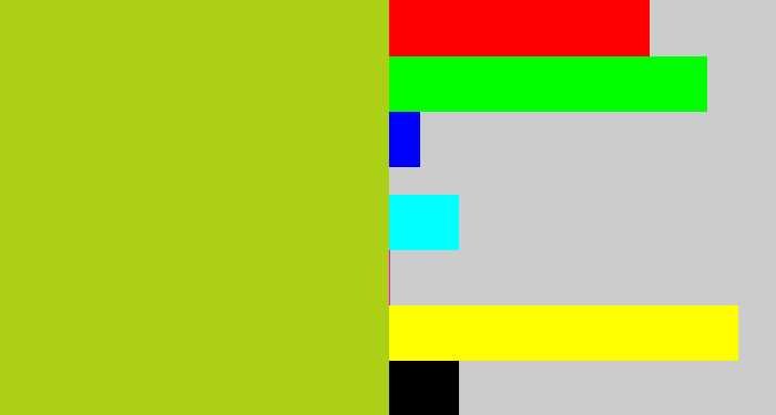 Hex color #abd015 - yellowish green