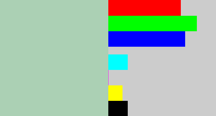 Hex color #abd0b4 - light grey green