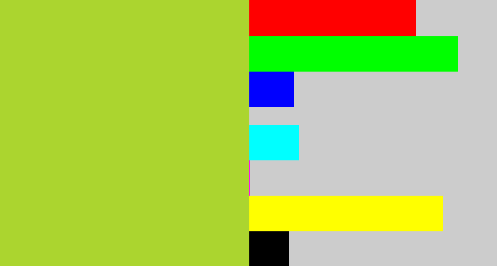 Hex color #abd52f - yellowish green