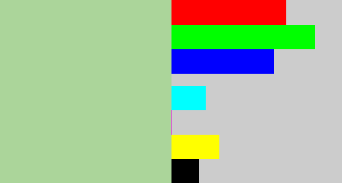 Hex color #abd59a - light grey green