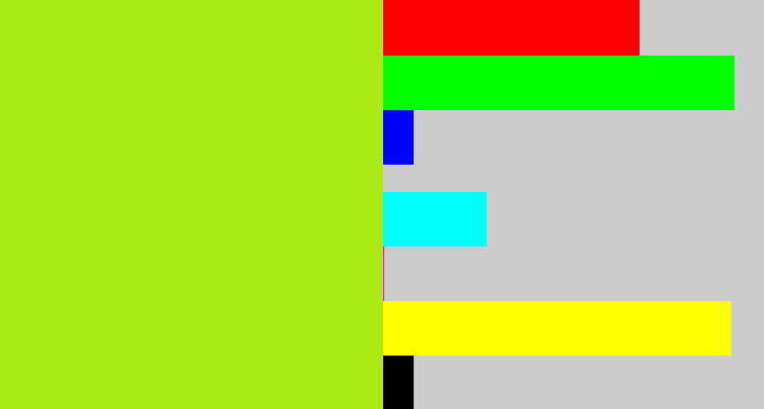 Hex color #abea15 - yellowish green