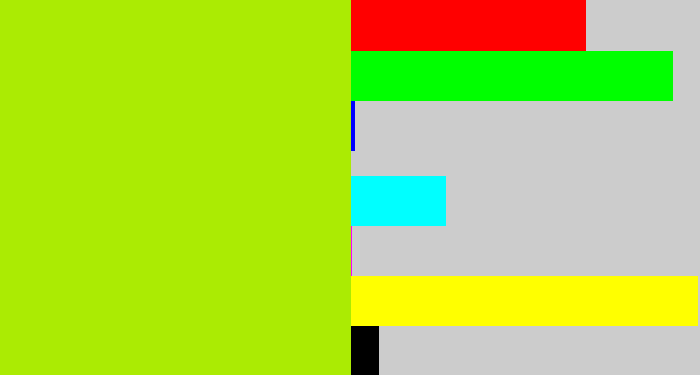 Hex color #abeb03 - lemon green