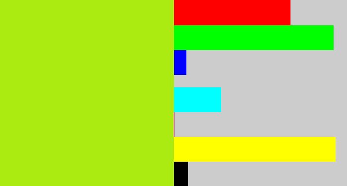 Hex color #abeb11 - yellowish green