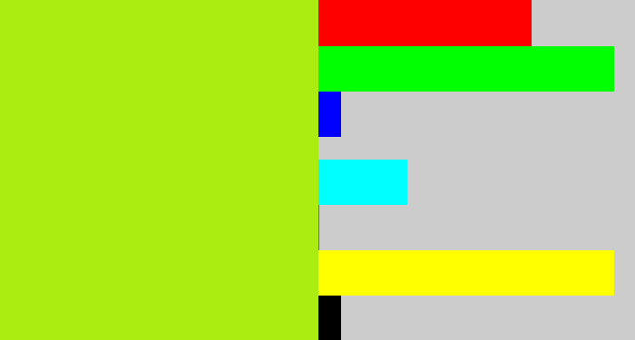 Hex color #abed11 - yellowish green