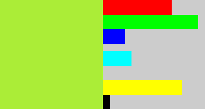 Hex color #abed37 - lime