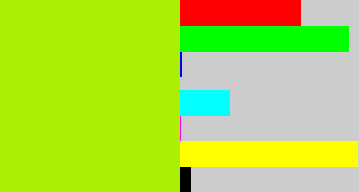Hex color #abef02 - lemon green