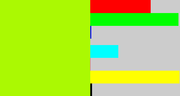 Hex color #abf902 - lemon green