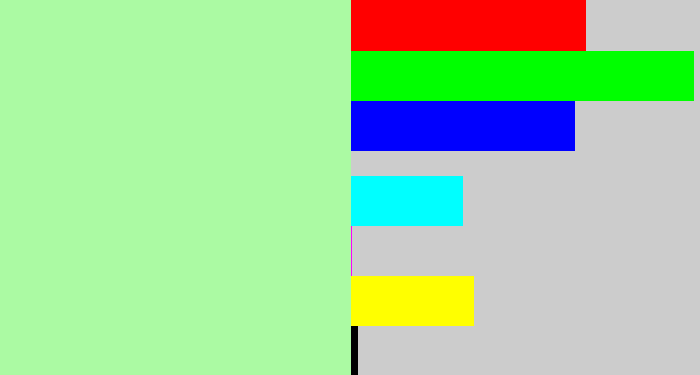 Hex color #abfaa3 - light pastel green