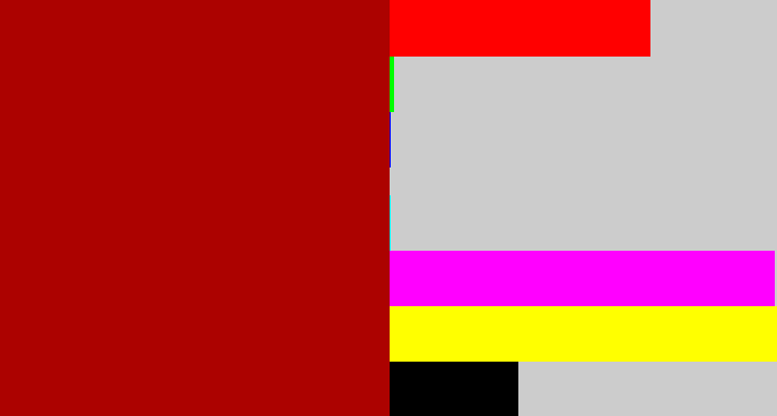 Hex color #ac0200 - darkish red