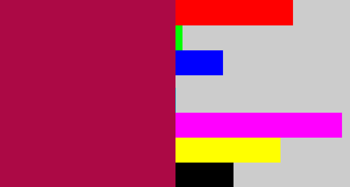 Hex color #ac0945 - purplish red