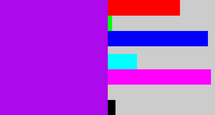 Hex color #ac09ec - vibrant purple