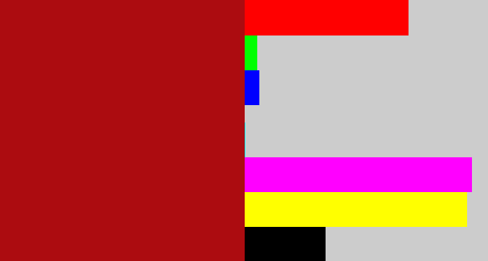 Hex color #ac0c10 - darkish red