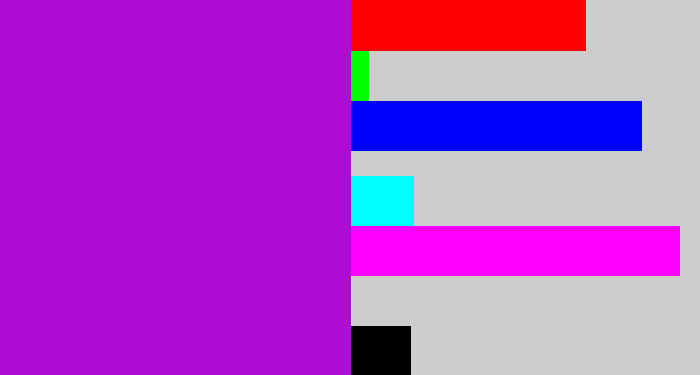 Hex color #ac0cd3 - vibrant purple