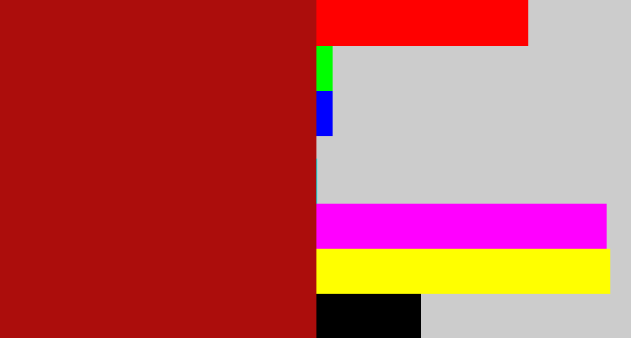 Hex color #ac0d0c - darkish red