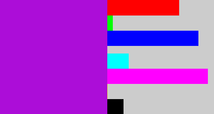 Hex color #ac0dd8 - vibrant purple