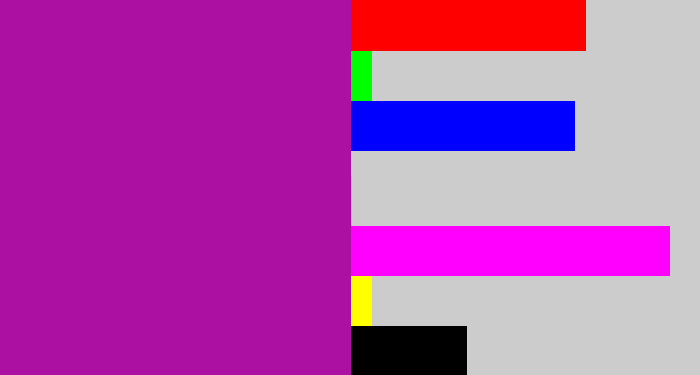 Hex color #ac10a2 - barney purple