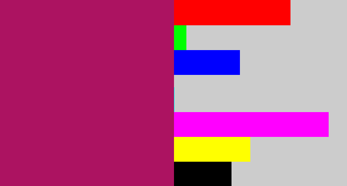 Hex color #ac1361 - dark fuchsia