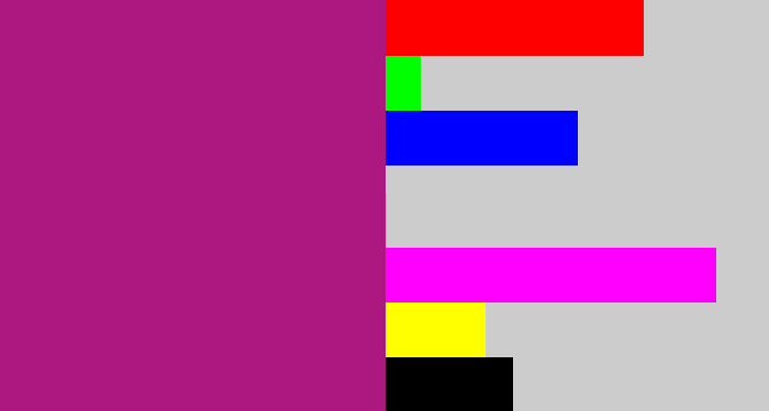 Hex color #ac1880 - barney purple