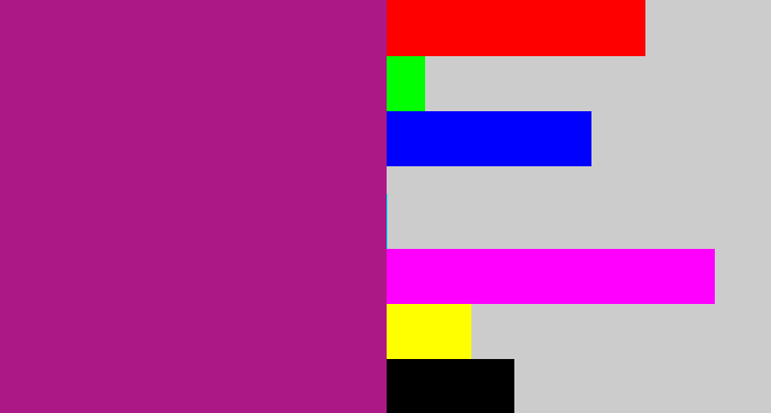 Hex color #ac1986 - barney purple